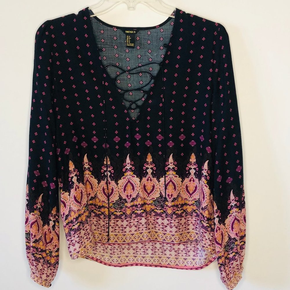 Boho / Peasant Style Lace Up Blouse